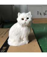 Lifelike Furry Simulation Kitty Cat Figurine Kitten Companion cat white  - £67.62 GBP