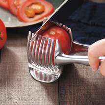 Onion Holder Potato Tomato Slicer Vegetable Fruit Cutter Safety Cooking ... - $22.00