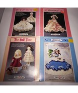 Lot of 4 VTG Fibre Craft Crochet Doll Dress Patterns 10.5&quot; 11.5&quot; 13&quot; 15&quot;... - £9.55 GBP