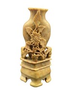 Vintage Chinese Asian Floral Hand Carved Soapstone Sculpture Vase 6” - £31.42 GBP