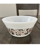 Vintage Federal Mixing Bowl Small Brown Black Flowers-Hard To Find - $19.79