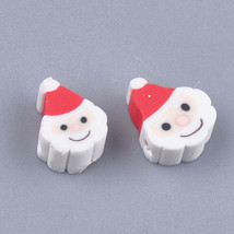 4 Santa Beads Polymer Clay Christmas Jewelry Supplies Set 12mm Crafts Su... - $2.50