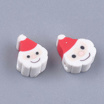 4 Santa Beads Polymer Clay Christmas Jewelry Supplies Set 12mm Crafts Su... - $2.50