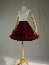 Burgundy Midi Tulle Skirt Outfit Women Custom Plus Size Full Fluffy Tulle Skirt image 10