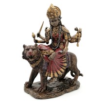 DURGA STATUE 8.25&quot; Hindu Divine Mother Goddess GOOD QUALITY Bronze Color... - £34.20 GBP