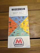 Vintage 1966 Marathon Wisconsin The Badger State Travel Brochure Map - $9.90