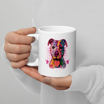 Colorful Pit Bull Dog White glossy mug - $12.87
