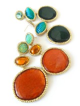 Orange Earrings, Teal Earrings, Blue Earrings, Long Earrings, Unique Earrings,  - £21.53 GBP