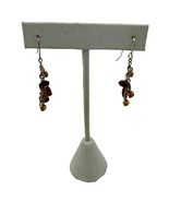 Handmade Amber Beaded Dangle Earrings - £14.97 GBP