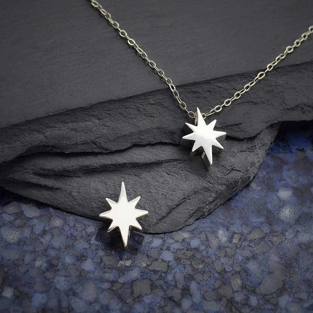 Sterling Silver North Star Bead 12x9mm - $20.92