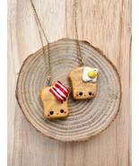 Bacon &amp; Egg Bestie Necklace Set, Delicious Friendship Jewelry x 2 Polyme... - $631.68 MXN