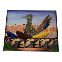 Native American Pottery Maize Corn Roadrunner Print Picture Frame 10x8 Southwest - £25.23 GBP