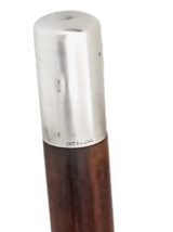 STERLING WALKING CANE round wood stick &amp; handle in sterling silver High cm 90 - £98.32 GBP