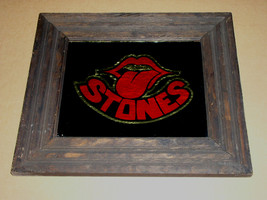 The Rollin Stones Vintage Tongue Foil Logo Glass Framed In Wood Mick Jag... - £234.54 GBP