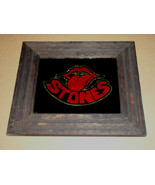 The Rollin Stones Vintage Tongue Foil Logo Glass Framed In Wood Mick Jag... - $408.51 CAD