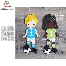 Soccer Player Boy Girl Metal Cutting Dies Scrapbooking Die Cut Card Maki... - $9.18