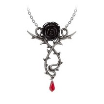 Alchemy Gothic P928 - Carpathian Rose Necklace pendant romance black red... - £42.00 GBP