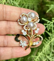 Épingle de sécurité CZ perle or jaune, broche sari épingle hijab épingle... - $17.62