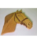 Intarsia Wood Wall Art Decor Horse Head Carved Mustang Stallion Colt  - £76.53 GBP