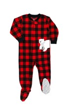 Carters Toddler Boy&#39;s Red Buffalo Check Polar Bear Fleece Pajama Sleeper - $11.13+