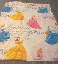 Walt Disney Princess Belle Aurora Cinderella Twin Size Flat Bed Sheet Pink - $18.32