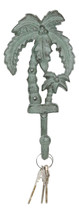 Pack Of 2 Cast Iron Verdigris Tropical Beach Coconut Palm Trees Coat Wall Hooks - £22.37 GBP