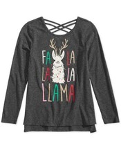 Epic Threads Big Kid Girls Llama Holiday T Shirt, Charcoal Heather Size ... - $15.86