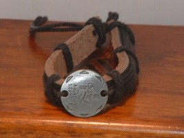  New Men’s Black Zodiac Aquarius Leather Bracelet  - £7.12 GBP