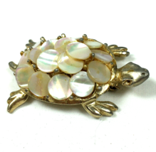 Vintage ART Arthur Pepper Turtle Brooch Pin Mother of Pearl Discs - £18.93 GBP