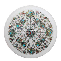 Marble Serving Dish Plate Pauashell Turquoise Floral Inlay Kitichen Decor H1406 - £270.31 GBP+