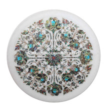 Marble Serving Dish Plate Pauashell Turquoise Floral Inlay Kitichen Decor H1406 - $333.48+