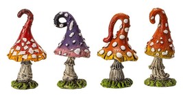 Enchanted Fairy Garden 3&quot;H Mini Crooked Toadstool Mushrooms Figurine Set of 4 - £18.43 GBP