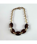 Vintage Retro Metallic Gold Chain and Wood Princess Necklace - $23.04