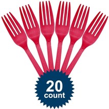 Premium Heavy Weight Plastic Forks | Magenta | Pack of 20 | Party Supply - £29.77 GBP