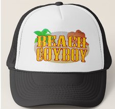 Beach Coyboy Trucker Hat - Black - £14.97 GBP