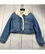 Mavi Small Cropped Fit Stretchable Fur Denim Jeans Jacket Blue Women New - $111.67 CAD