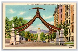 Eagle Gate Salt Lake City Utah UT UNP Linen Postcard N24 - £1.51 GBP