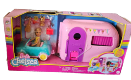 Barbie Club Chelsea Car &amp; Pink Camper Playset Doll Puppy Accessories DAMAGED BOX - £15.63 GBP
