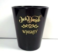 Jack Daniel&#39;s Whiskey gold on black ceramic shot glass - £5.89 GBP