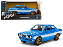 1970 Brian&#39;s Ford Escort Blue w White Stripes Fast &amp; Furious Movie 1/24 ... - £32.56 GBP