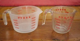 Pair of Vintage Pyrex Made in USA Thick Glass Kitchen Measuring 4 Cup + ... - $24.99