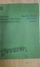 JOHN DEERE OM-A17987 OPERATOR&#39;S MANUAL, F3350AND F3450 MOLDBOARD PLOWS - £19.62 GBP