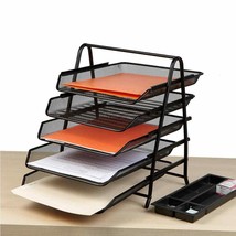 Metal Mesh Paper Tray Desk Organizer 5-Tier Steel Lightweight Black Home Office - £25.85 GBP