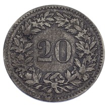 1851-BB Switzerland 20 Rappen Billon KM #7 VF Condition - $310.11