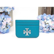 Tory Burch Transkei Blue Leather Eleanor Logo Card Case Mini Wallet NWT - £100.61 GBP