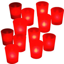 12pc Battery Operated Flickering RED LED Tealights Votive Tea Lights Flameless - £15.12 GBP