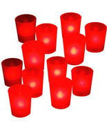 12pc Battery Operated Flickering RED LED Tealights Votive Tea Lights Fla... - £15.71 GBP