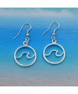 WAVE EARRINGS 0.75&quot; Round Charm Beach Ocean Surf Stainless Steel Ear Wir... - $148.39 MXN