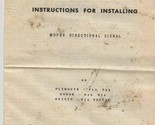 MoPar Instructions for Installing Directional Signal 1949 Plymouth Dodge... - £21.79 GBP