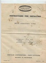 MoPar Instructions for Installing Directional Signal 1949 Plymouth Dodge Desoto - £21.65 GBP